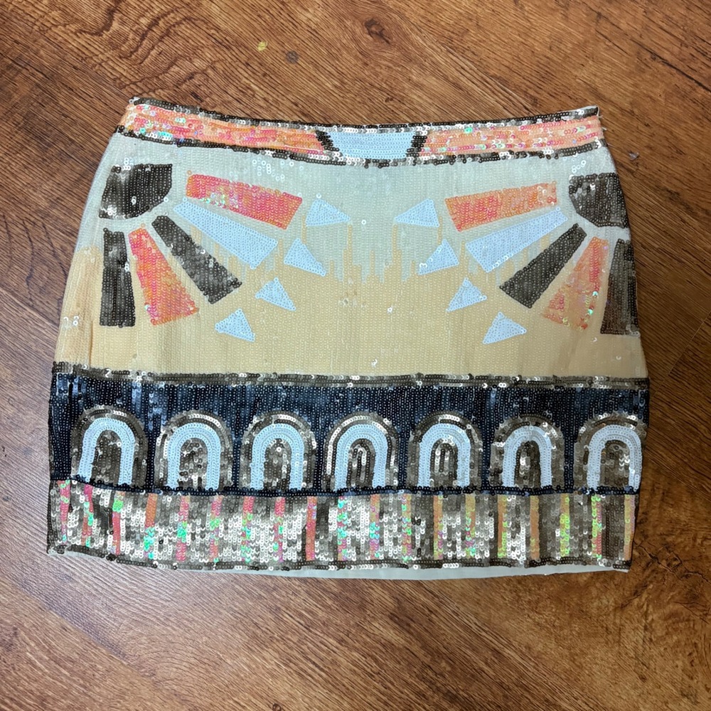 Aztec Tribal Sequin Beaded Mini Skirt